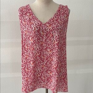 Floral V-Neck Sleeveless Top - Pink
